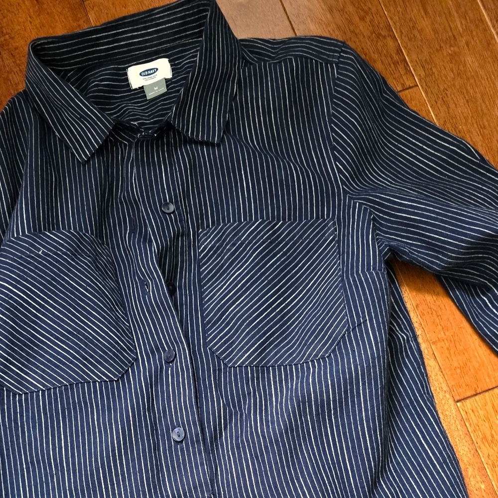 Pinstriped shirt dress